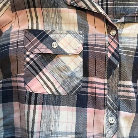 Navy and Pink Plaid button up - Picture 3 of 3